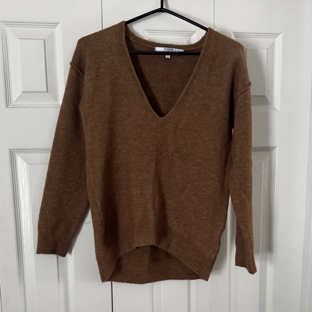 Guess Brown V-Neck Women's Sweater